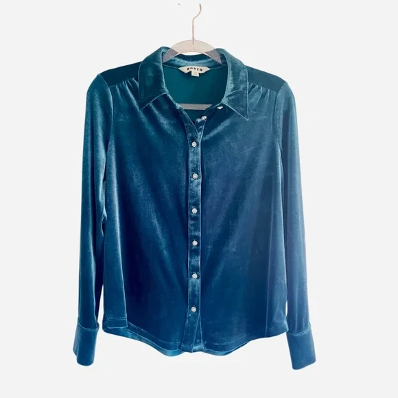 Boden Jewel Button Velvet Shirt, Size 6, NWOT - Picture 8 of 15
